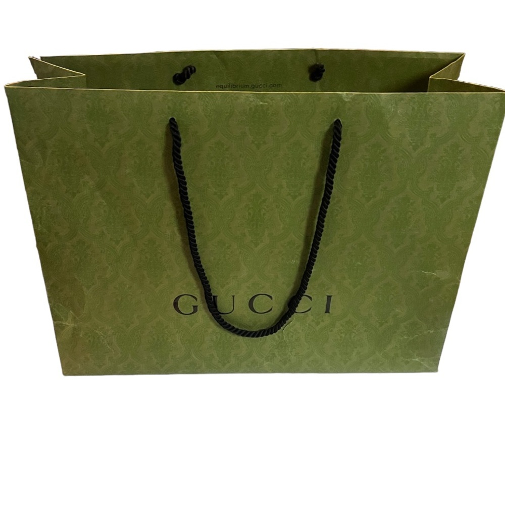 Gucci Green Paper Shopping Bag Authentic Embroidered Gift Bag Measures 1675